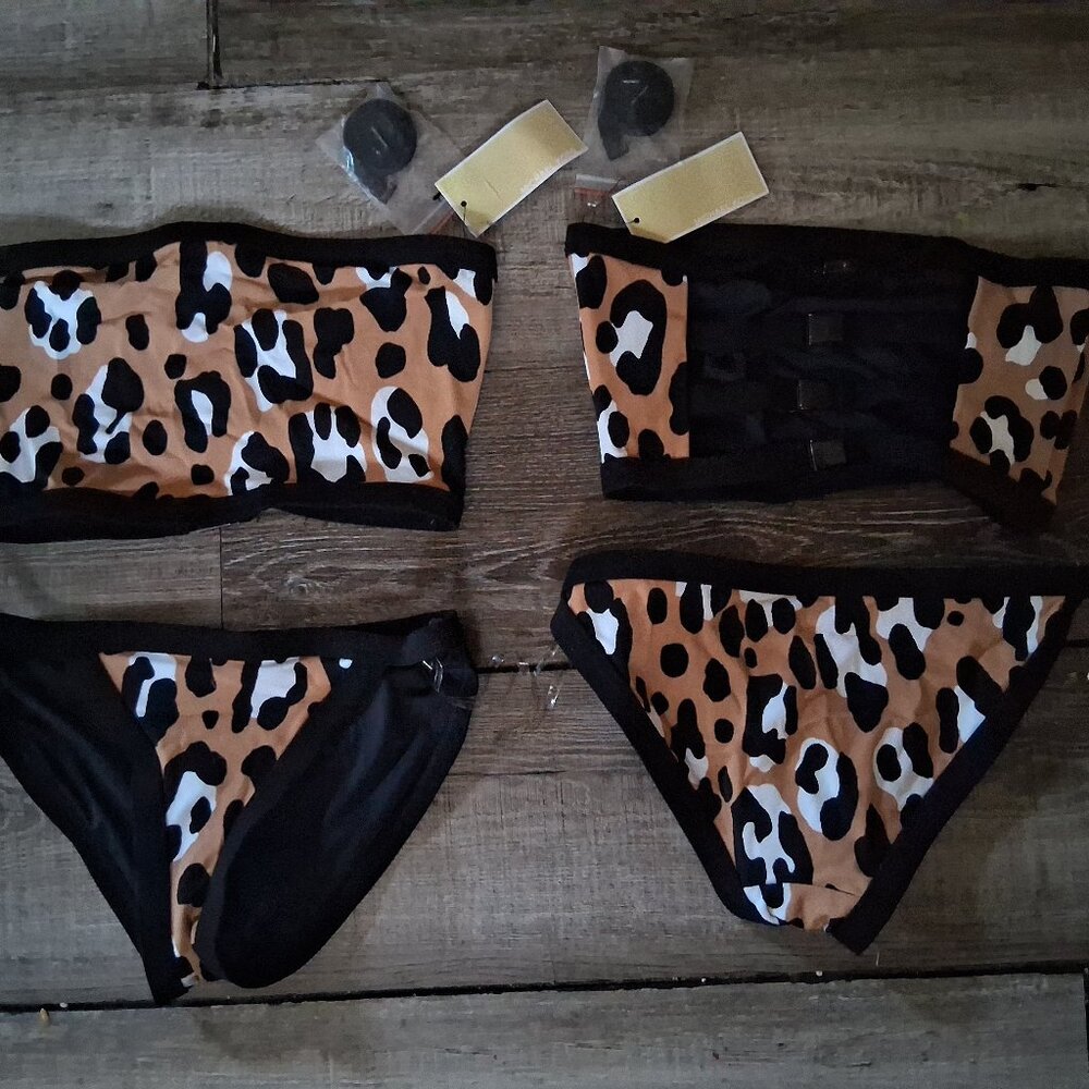 Michael Kors Collection  The Cage Leopard Bikini New Size 4  XS